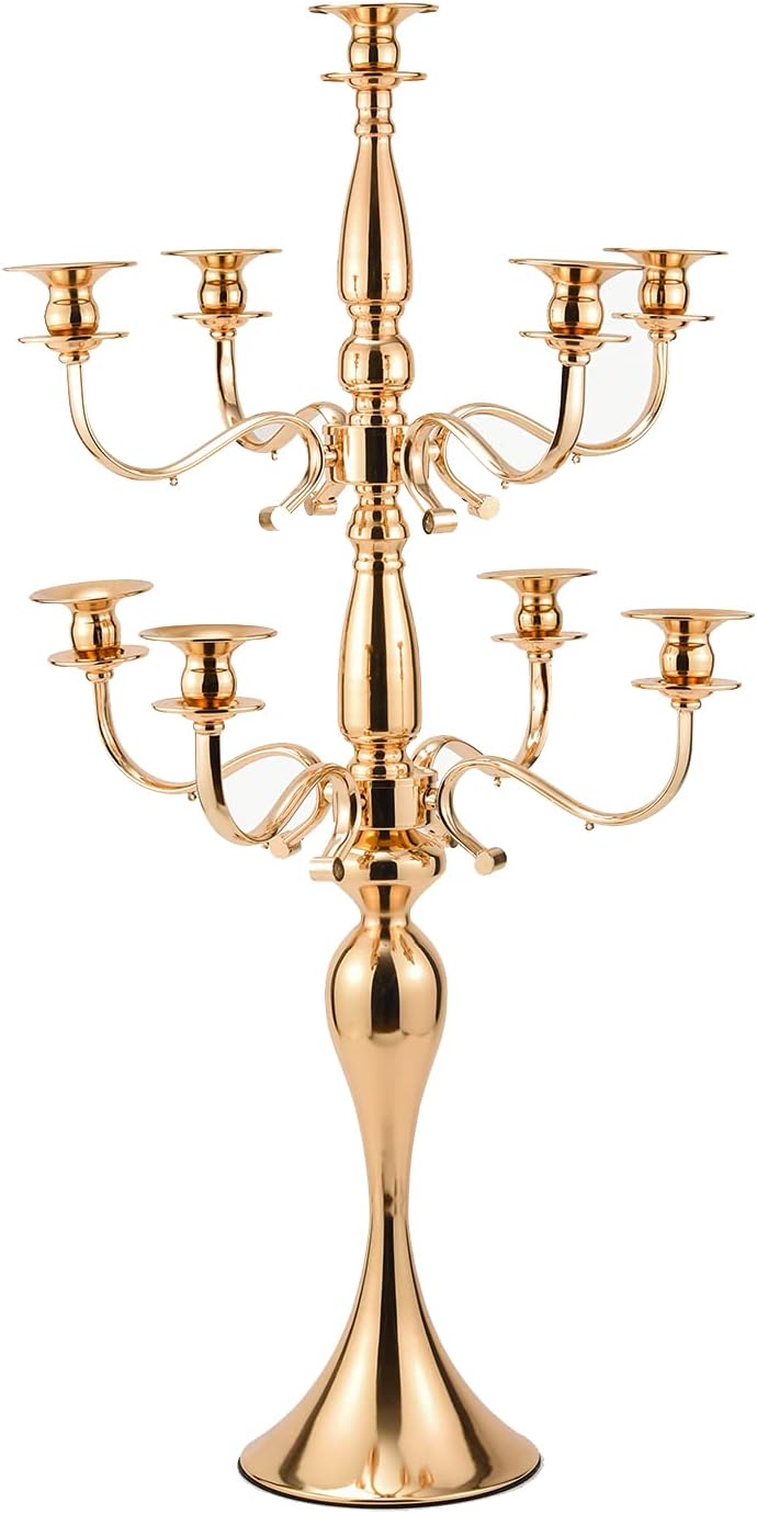 Tall 5 Candle Gold Taper Candle Holder Q5152