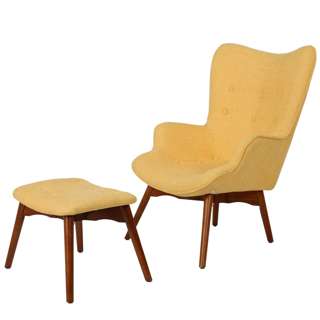 Purple Fabric Contour Chair with Footstool Set C35733