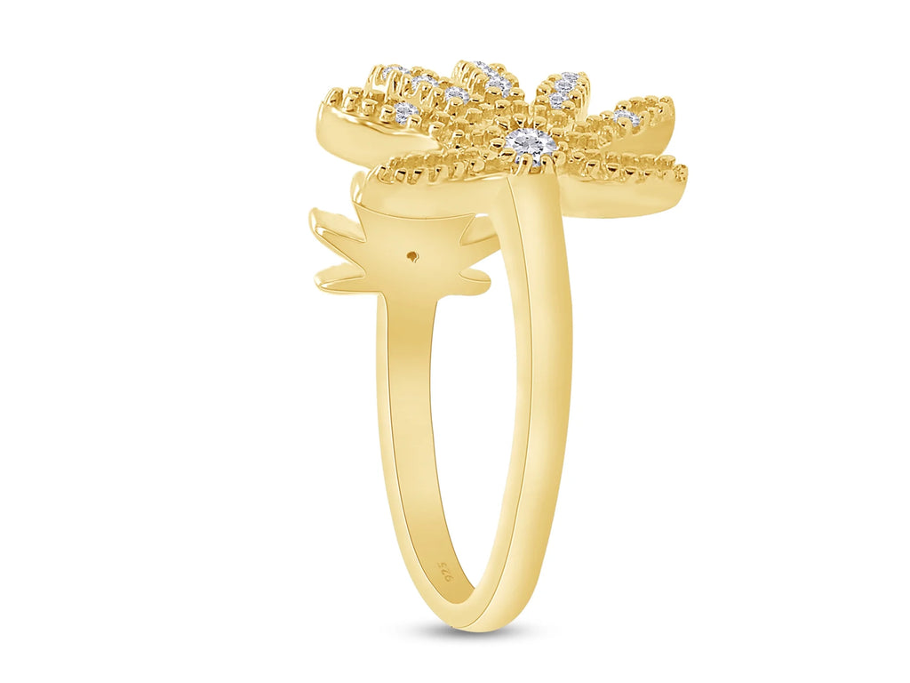 14K Yellow Gold Plated 925 Sterling Silver Diamond Toe Ring B165420
