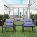 Black Wicker 3-Piece Rocking Chair Set with Glass Table A6604