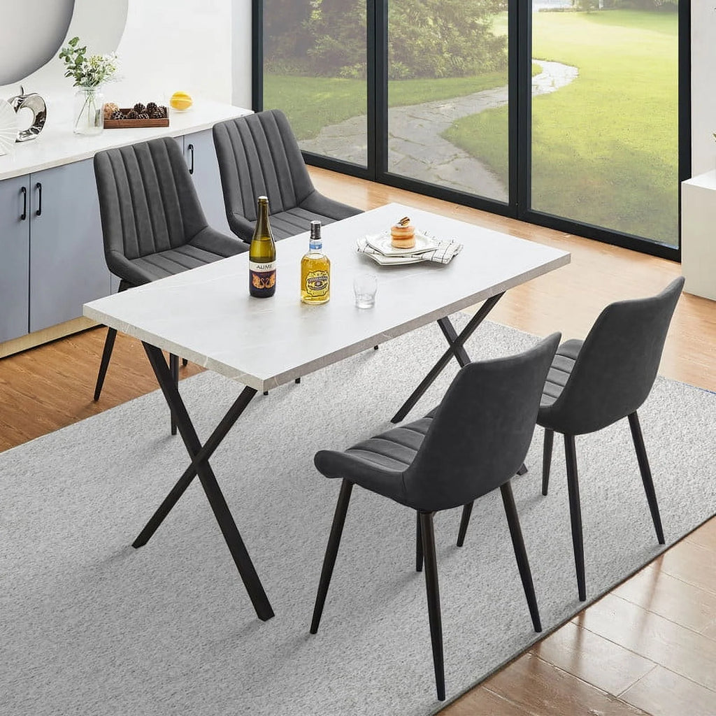Gray Faux Leather Armless Dining Chairs Set of 2 C646336