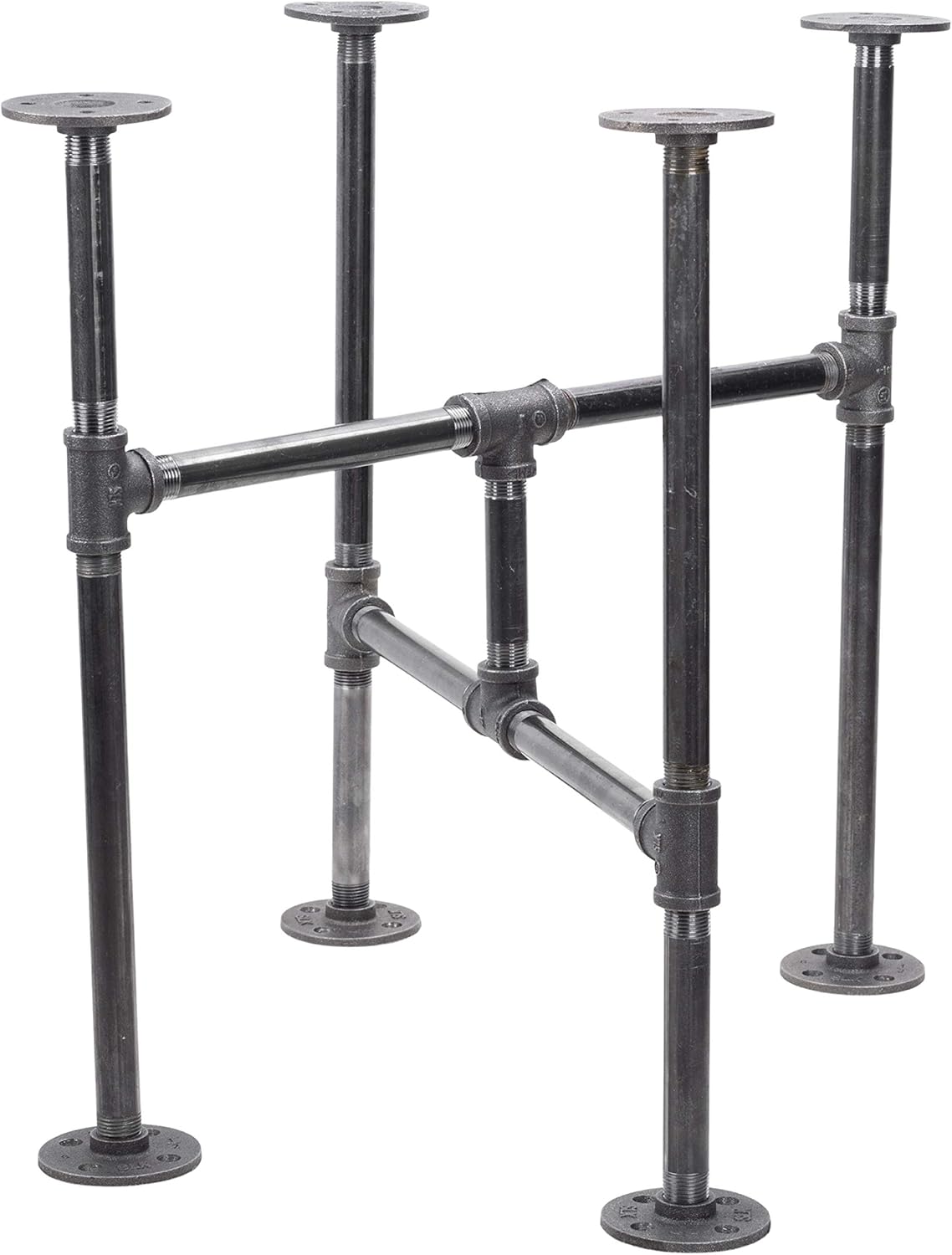 Industrial Pipe Table Leg Set, Dark Grey/Black Steel Metal, Pack of 2 S97233