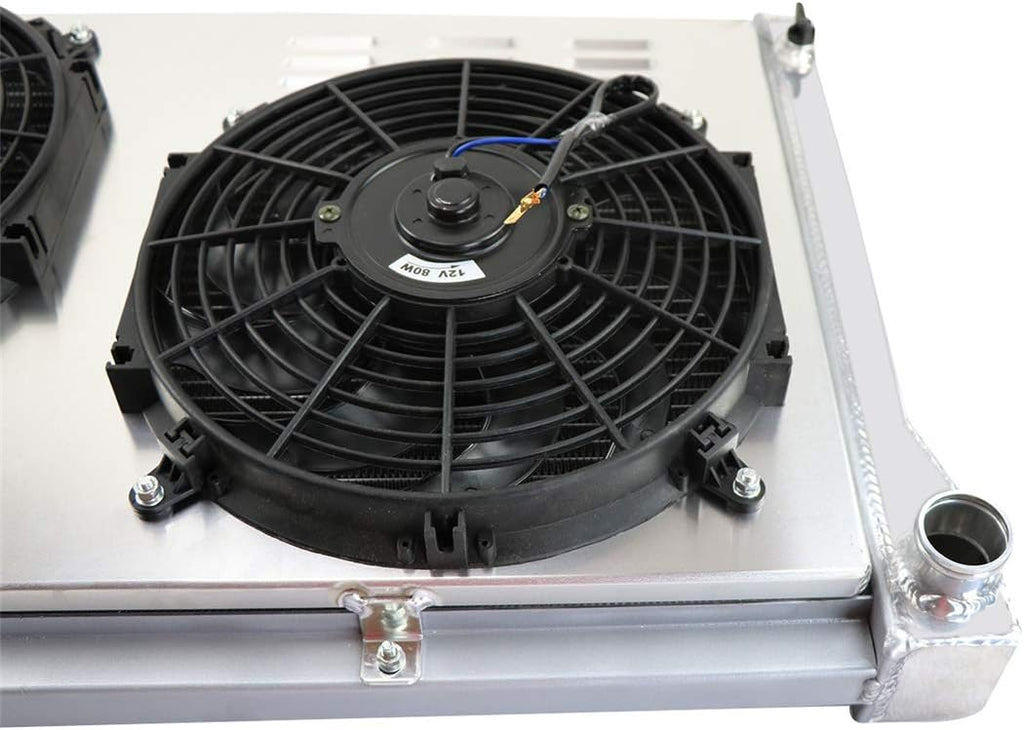 52MM 3 Row Aluminum Radiator with 2X12" Fan and Louver Shroud B64717
