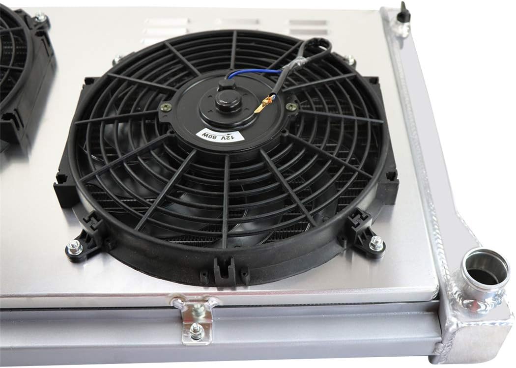 52MM 3 Row Aluminum Radiator with 2X12" Fan and Louver Shroud B64717