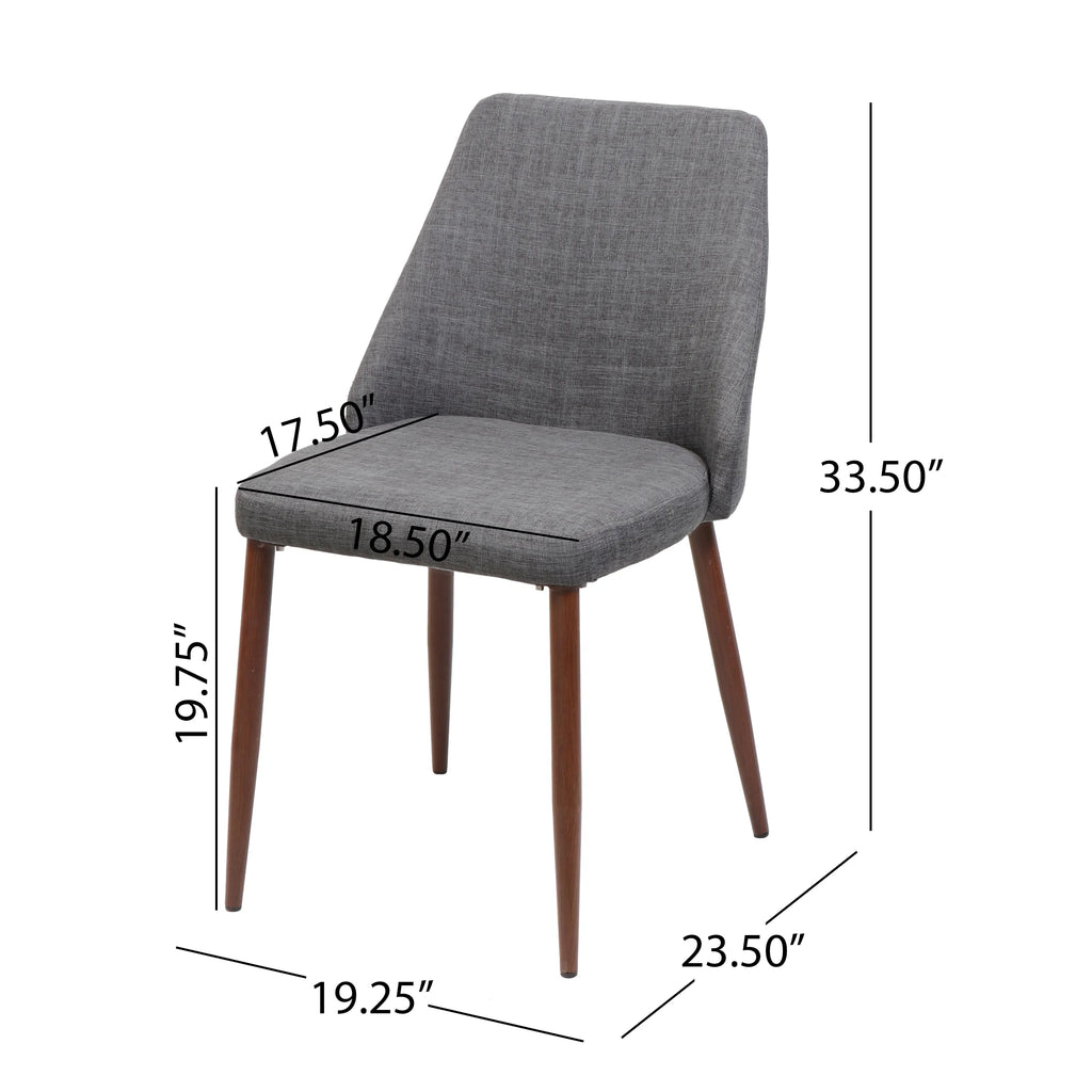Light Grey Fabric Dining Chairs with Wood Legs, Set of 2 E13163