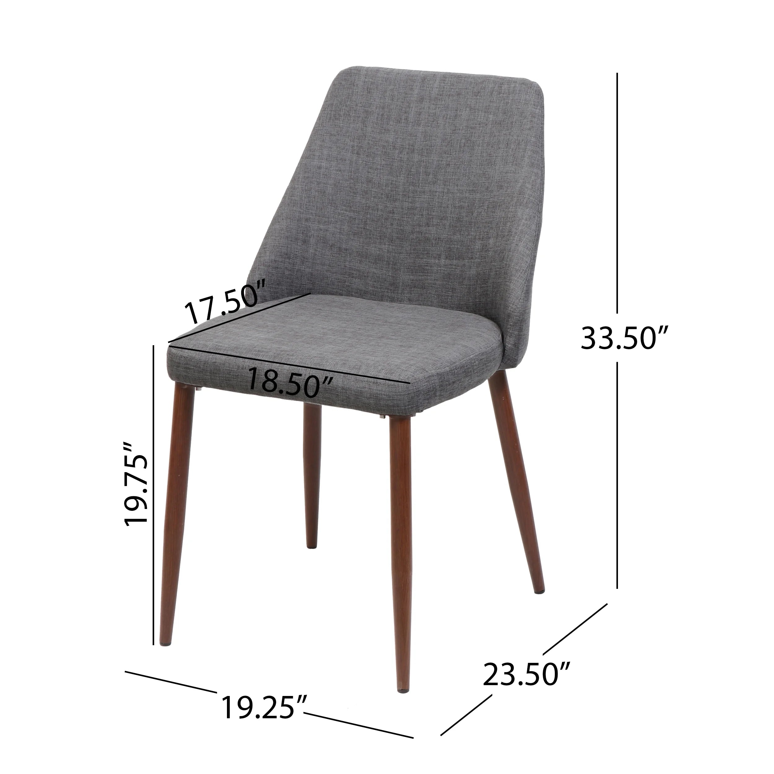 Light Grey Fabric Dining Chairs with Wood Legs, Set of 2 E13163