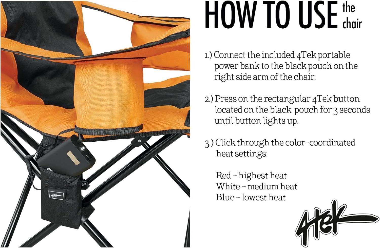 Heated Portable Chair Orange Black M456