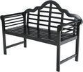 Black Acacia Wood Bench with Backrest and Armrests O32559