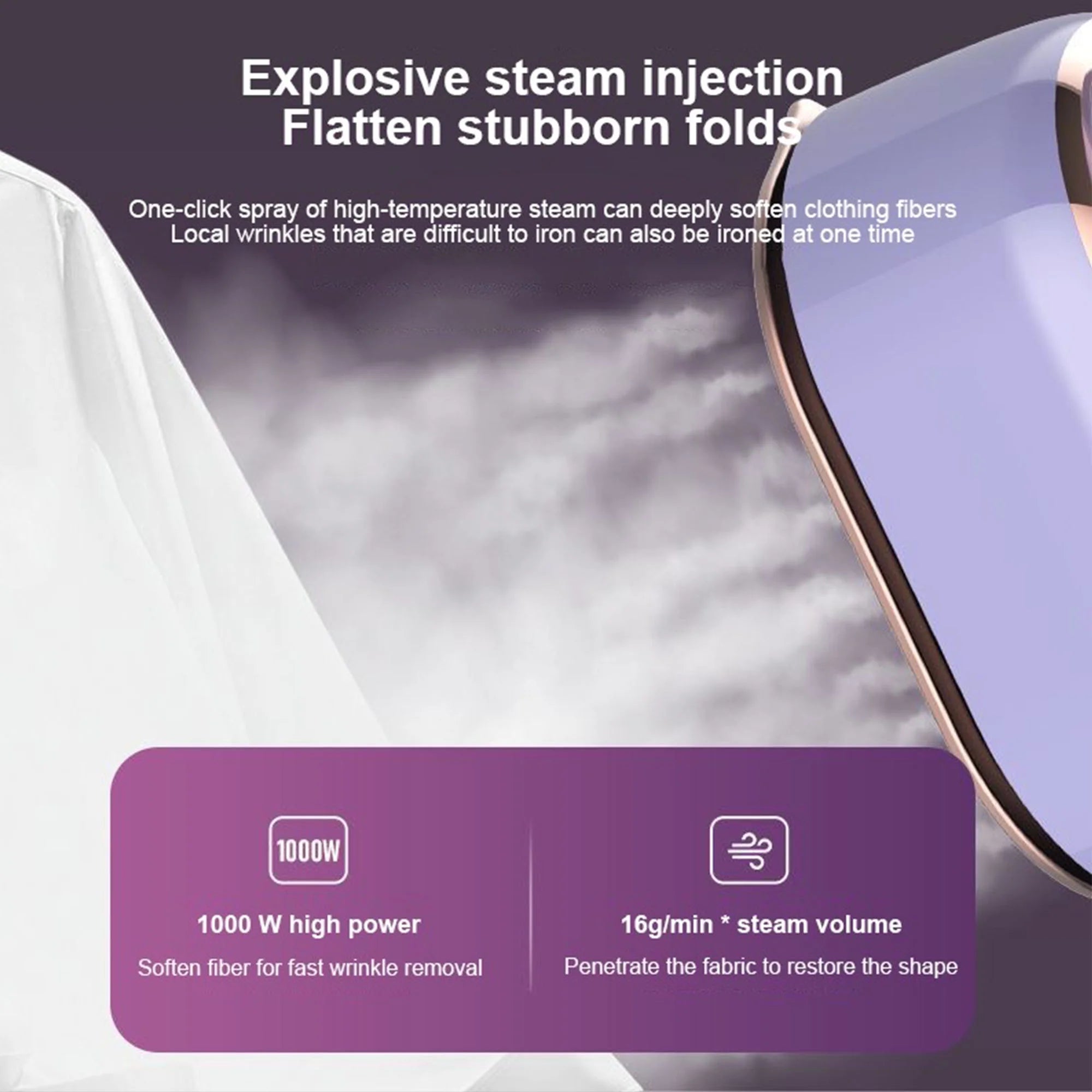 Purple Mini Handheld Travel Steamer Iron for Clothes S777496