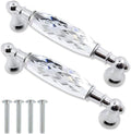 2 Pack 3-3/4 in Center-to-Center Glass Dresser Drawer Handles Chrome Metal Silver Y771241