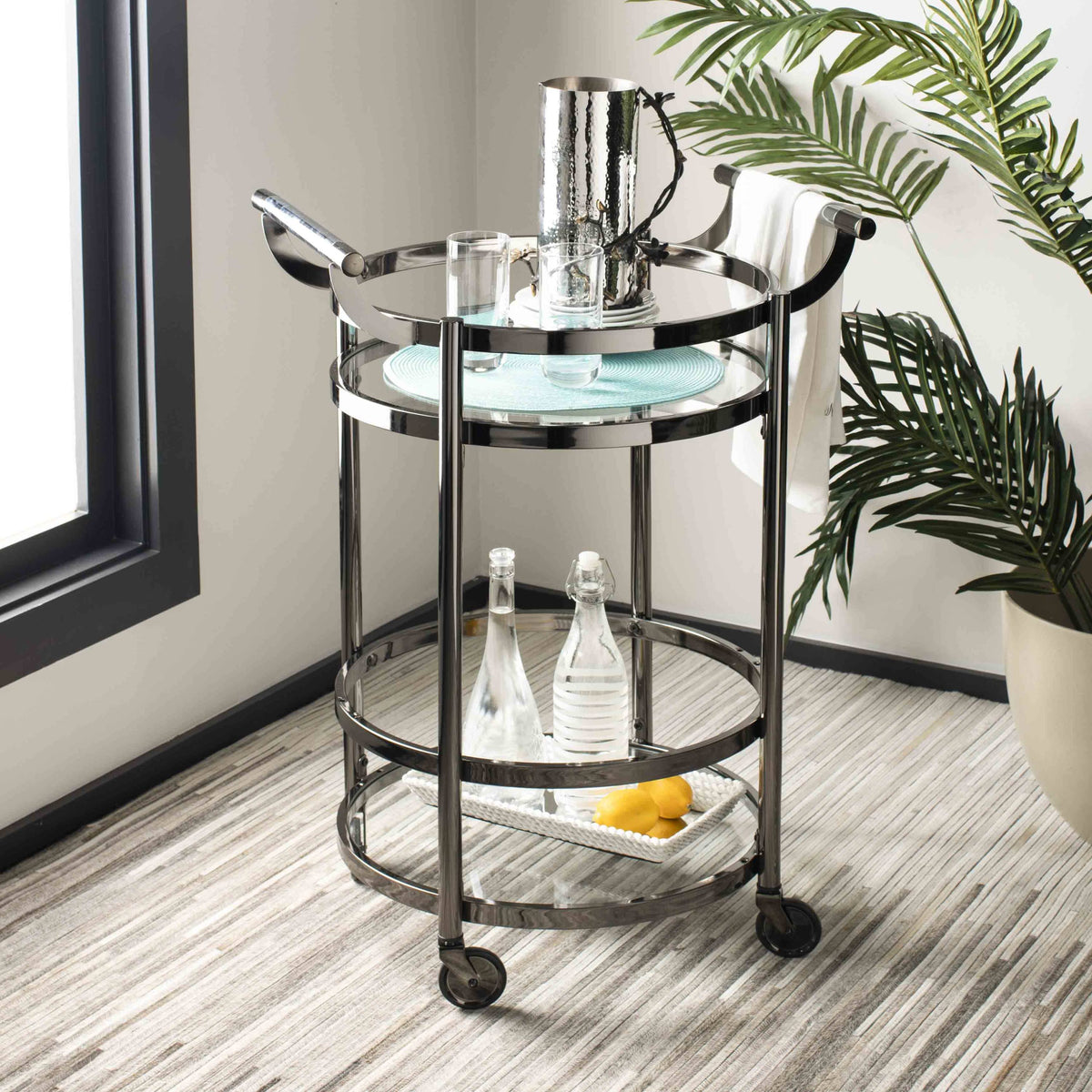 2 Tier Round Bar Cart J77318