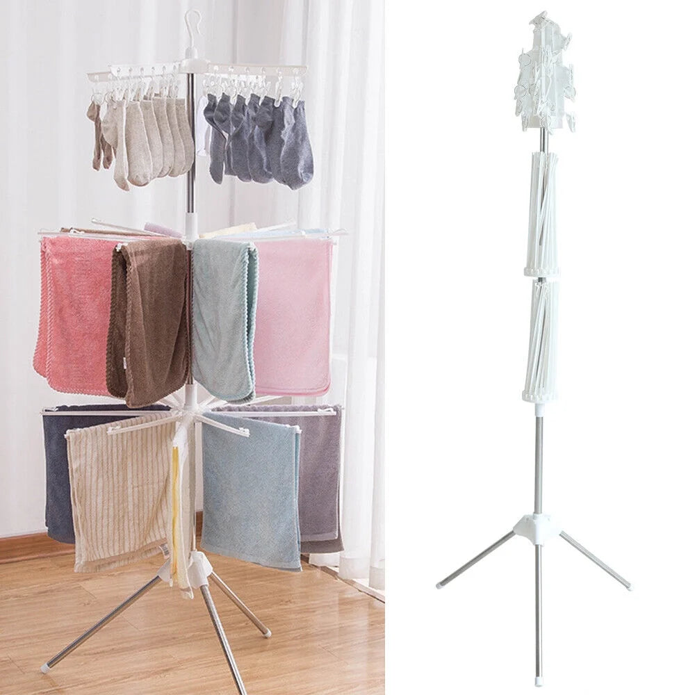 White Stainless Steel 3-Tier Foldable Clothes Drying Rack V917