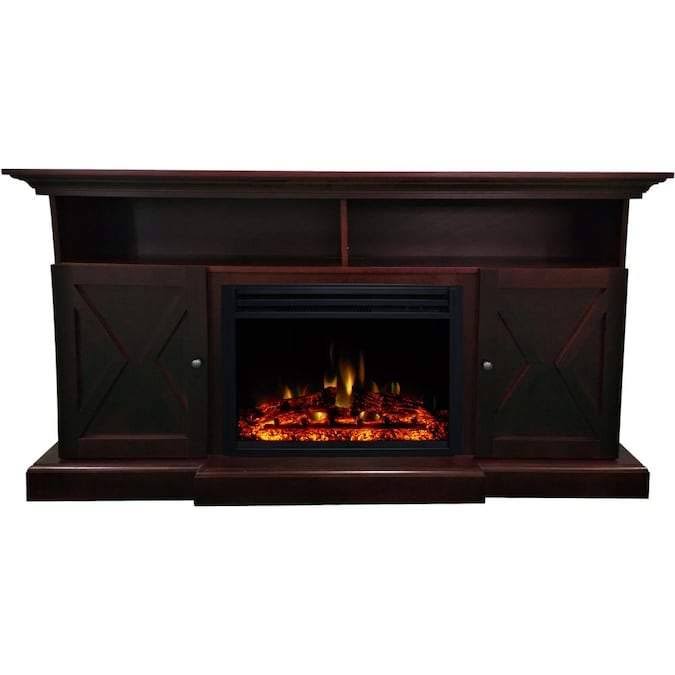Slate Blue Electric Fireplace Mantel with Deep Log Insert F2977