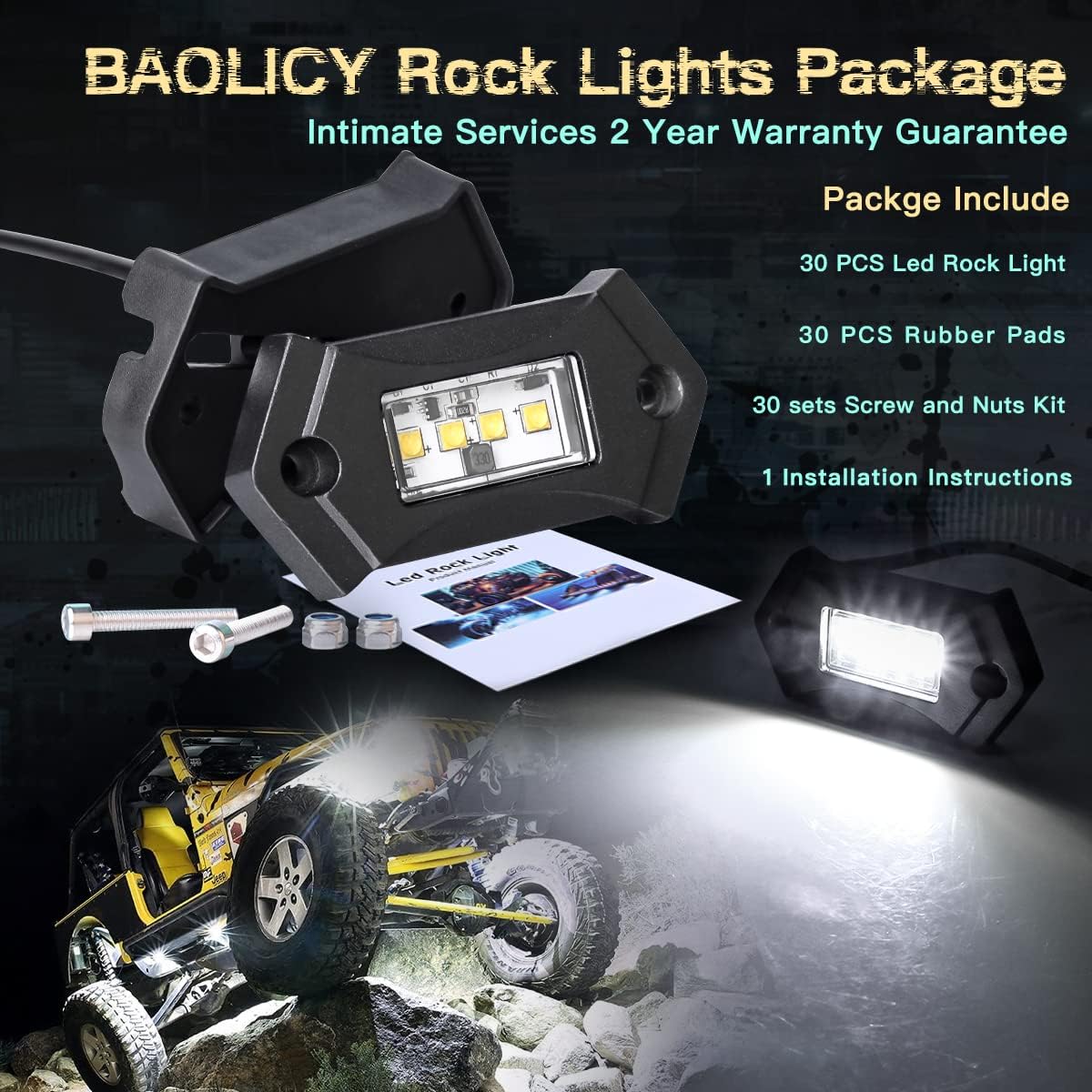 20Pods White LED Rock Lights M5203