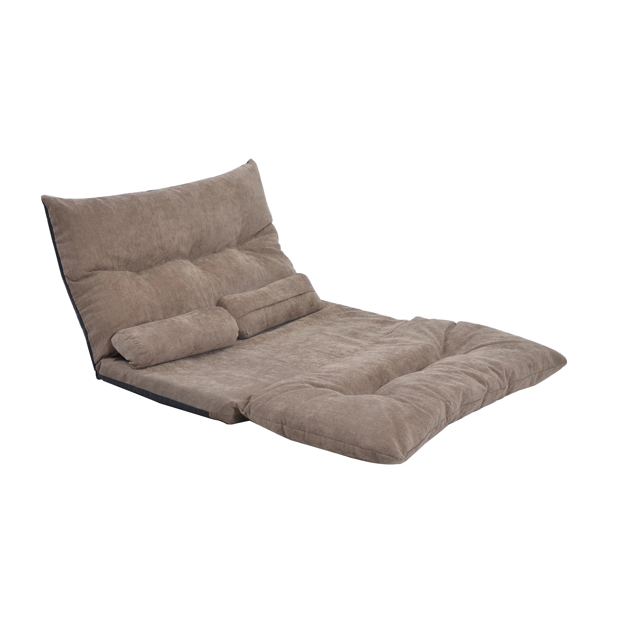 Light Brown Sofa Bed Folding Futon with Two Pillows K655