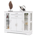 White Buffet Storage Cabinet with Glass Door Drawers G149802