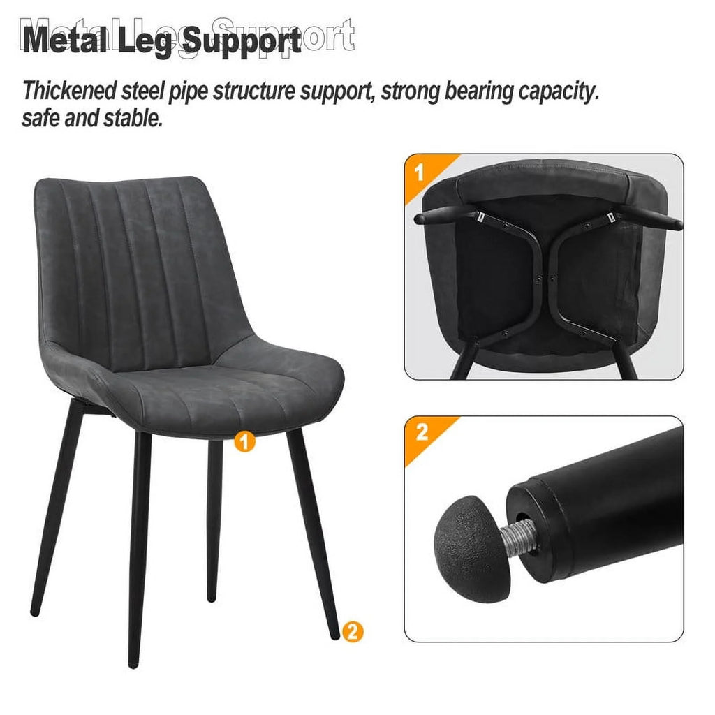 Gray Faux Leather Armless Dining Chairs Set of 2 C646336