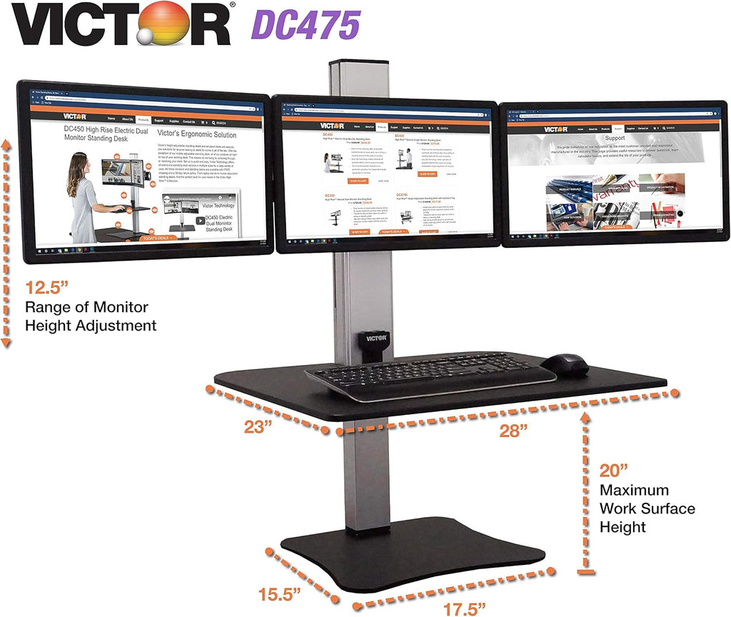 Electric Triple Monitor Standing Desk Converter O4015