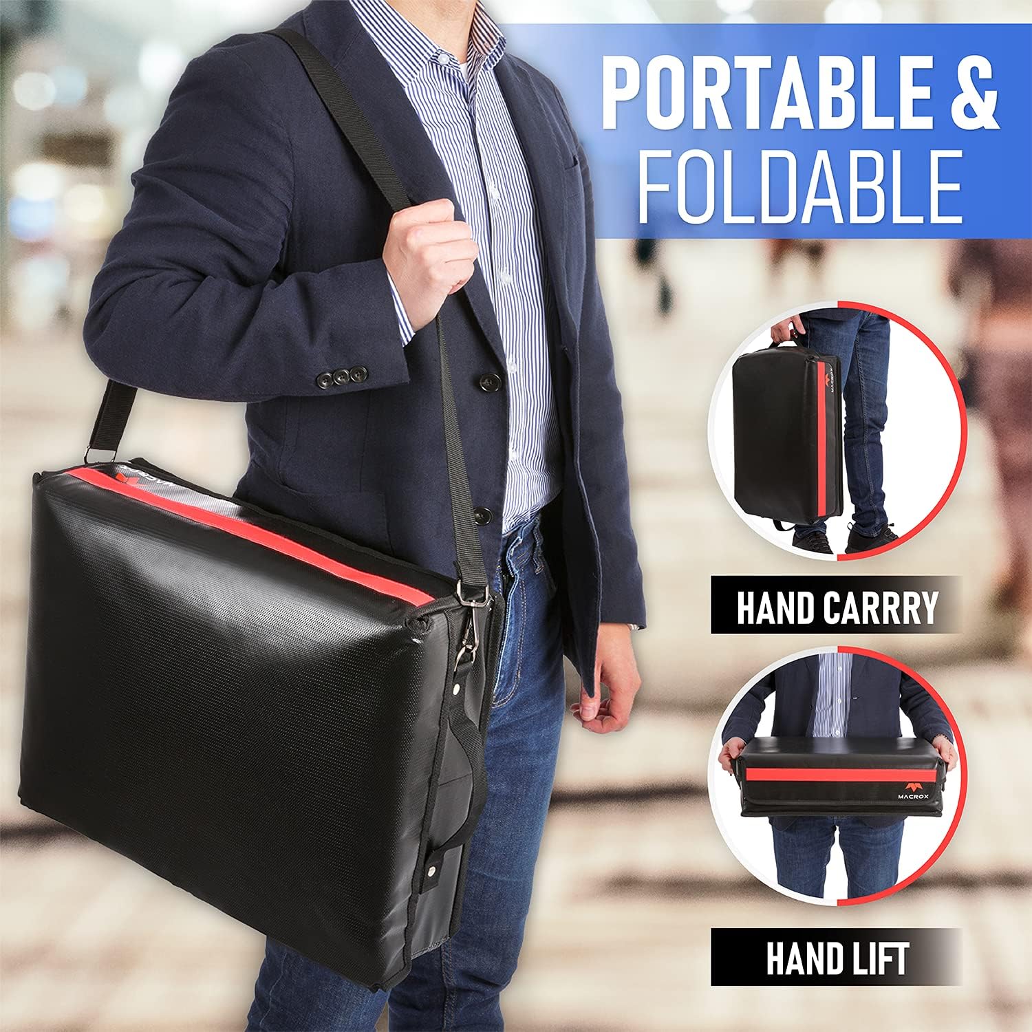 Fireproof Document Organizer Bag with Lock, 3-Layer File Storage Box, Waterproof File Holder, 17.5 x 13 x 5” K560