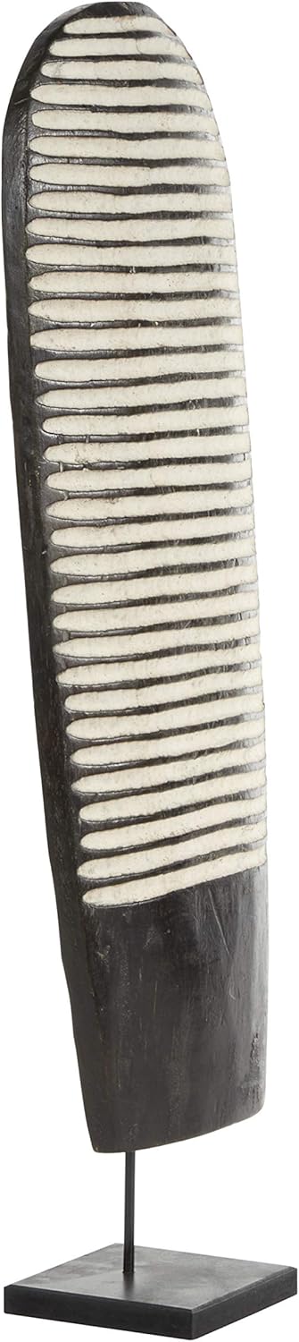Hand-Carved Oval Wood Tikar Shield on Stand H63143