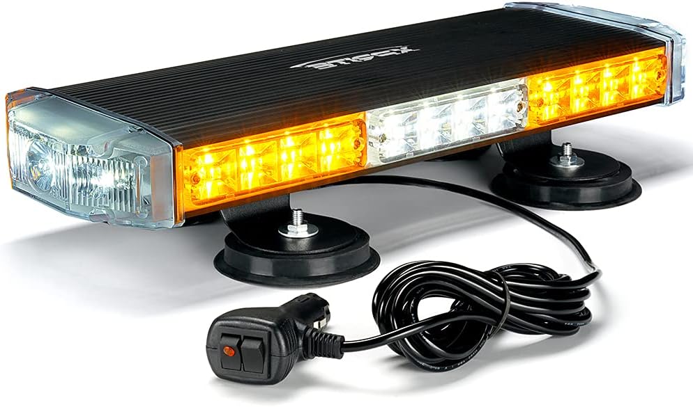 Amber LED Rooftop Strobe Light Bar with Magnetic Mount D30701