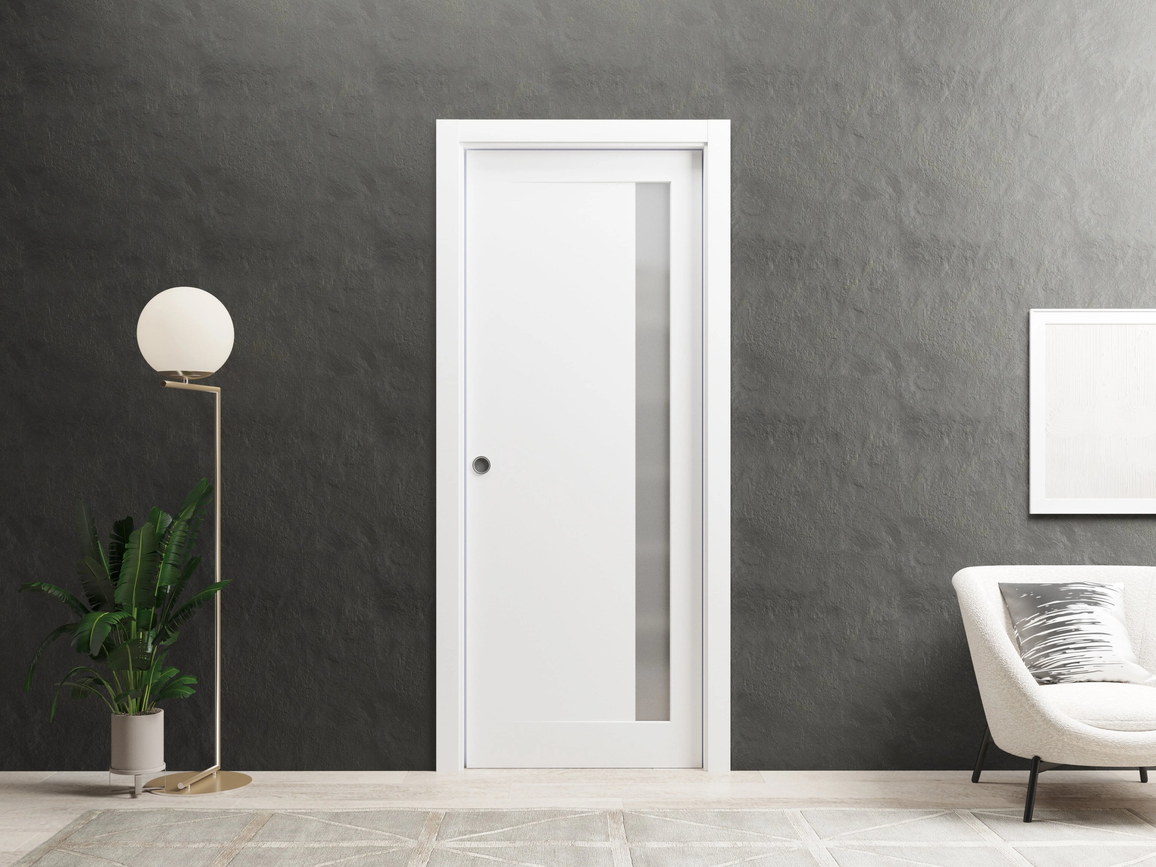 Solid French Double Doors 48 x 84 inches Matte Black with Frosted Glass Wood Solid Panel Frame Trims X364131