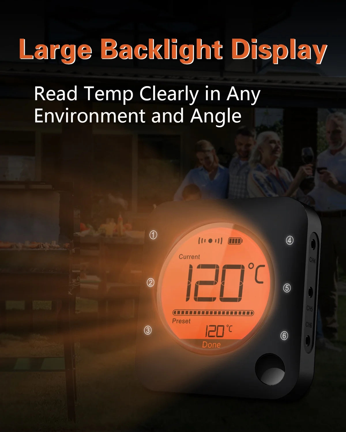 Grill Thermometer Bluetooth Meat Thermometer for Smoker Oven Kitchen N44028