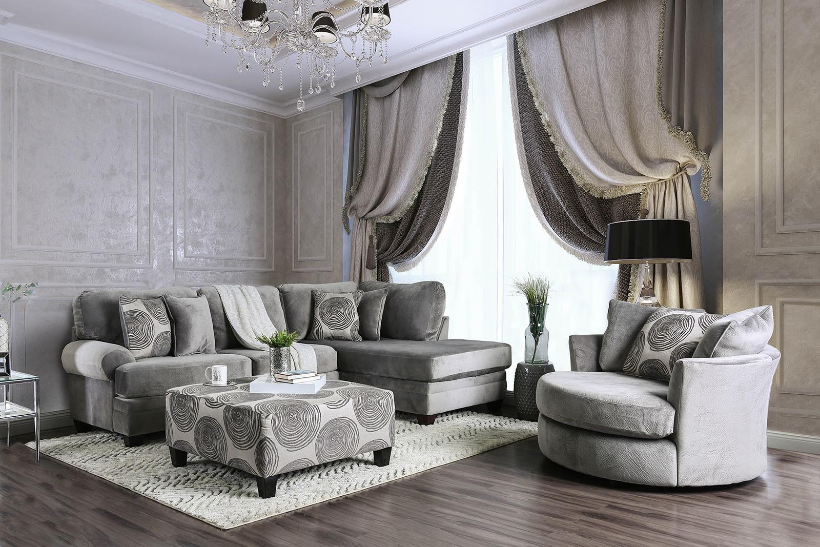 Gray Microfiber Living Room Set 3pcs U4080