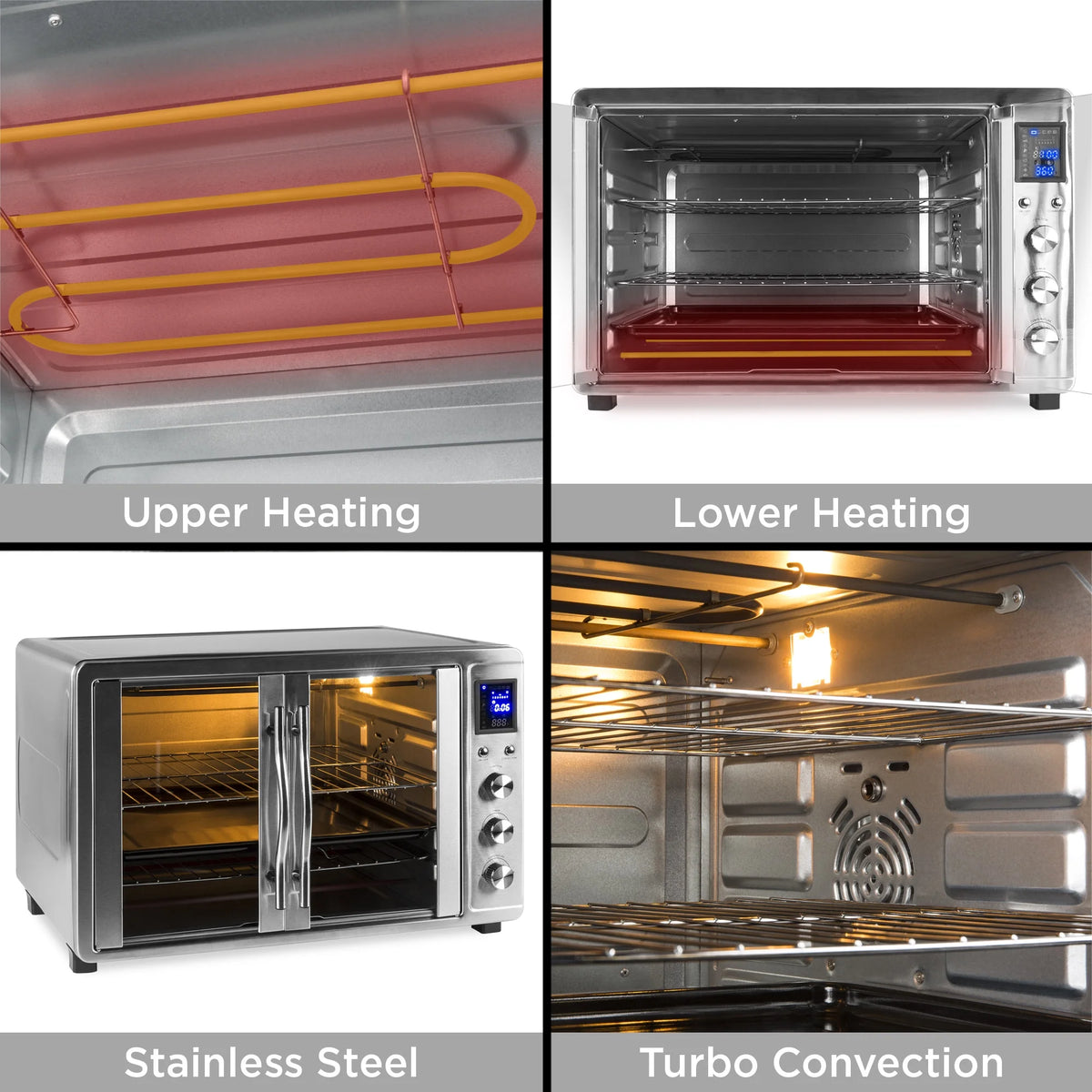 55L 1800W Countertop Turbo Convection Toaster Oven with French Doors Q245618