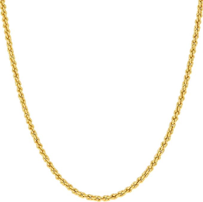 24k Real Gold Plated Rope Chain Necklace F72504