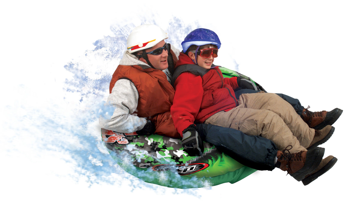 50" Two Rider Inflatable Snow Tube Sled with Grab Bars X564323