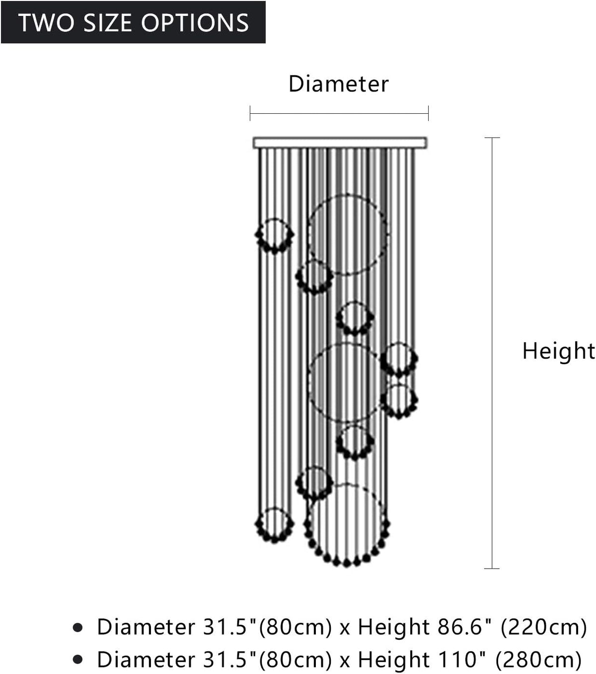 Crystal Chandelier, 13 Lights, Dia 31.5 X H86.6 F215448