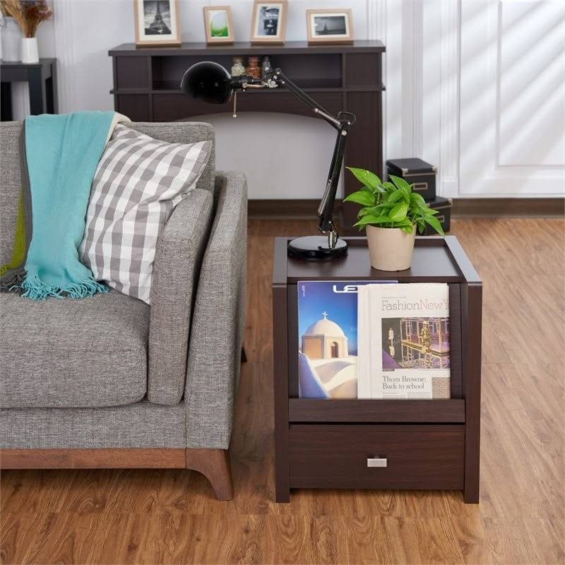 Walnut Open Shelf End Table Q68391