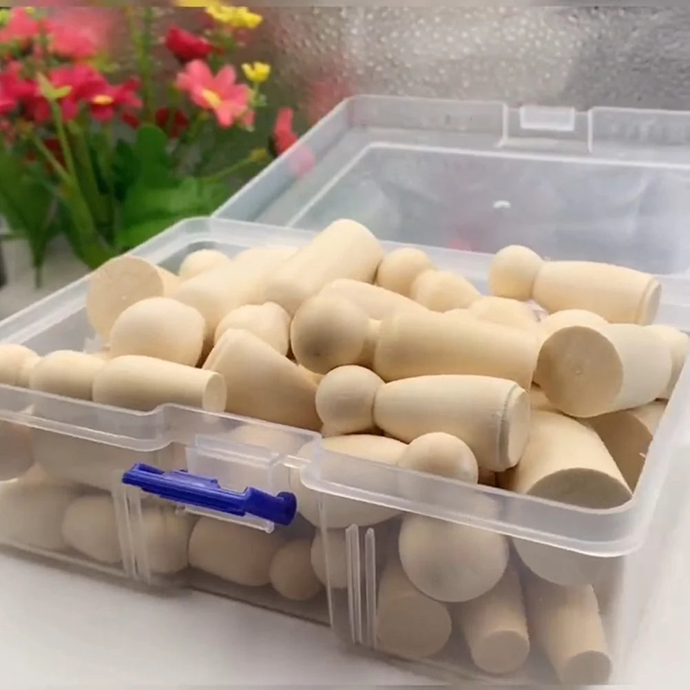 80 Pcs Blank Wooden Peg People Figures J421643