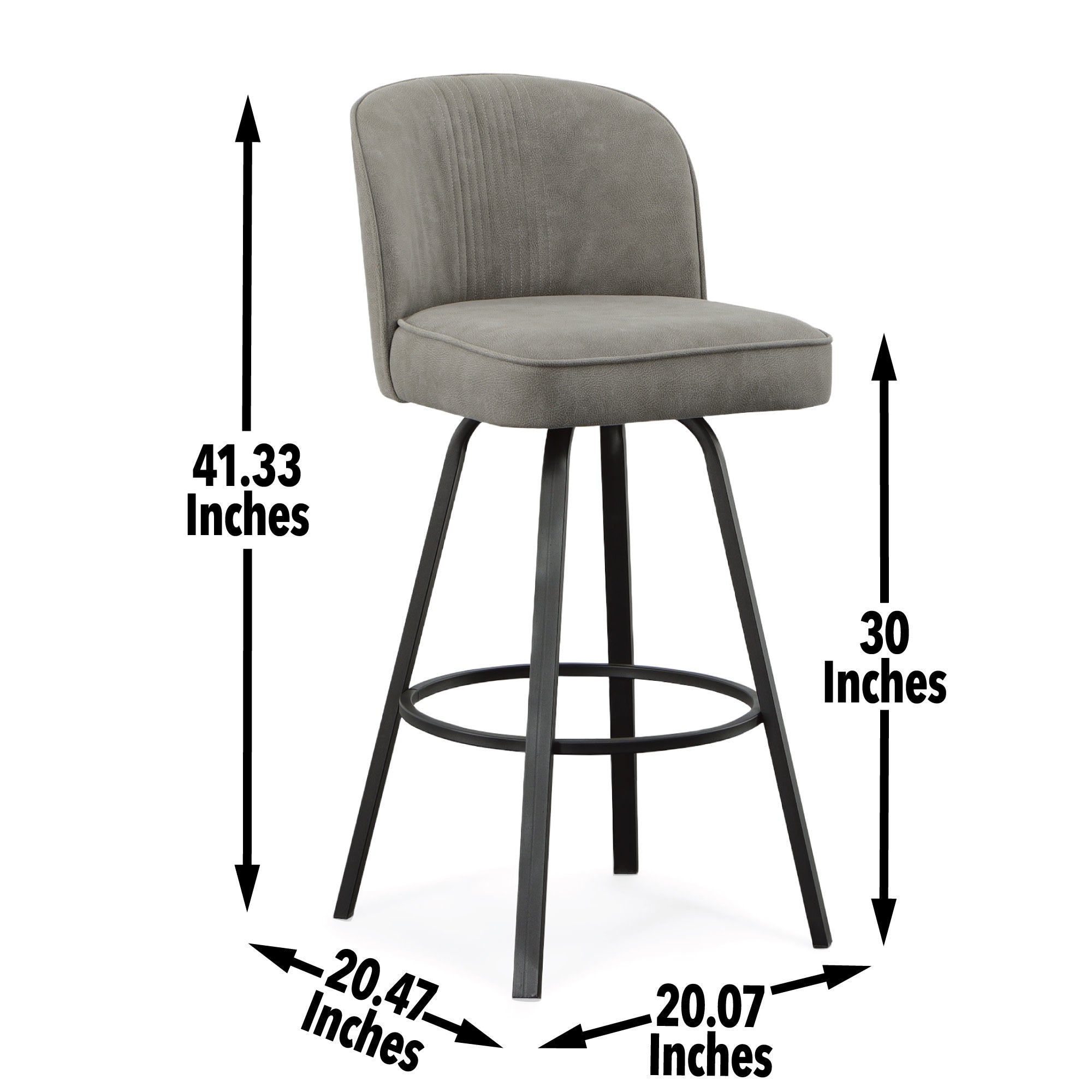 Gray Metal Swivel Upholstered Barstool F663