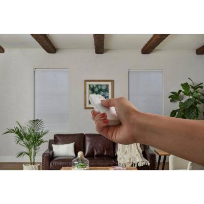 White Cordless Blackout Motorized Cellular Shade 30.25 in. W x 48 in. L T225610