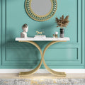 Console Table with Gold Metal Base and Faux Marble R5701