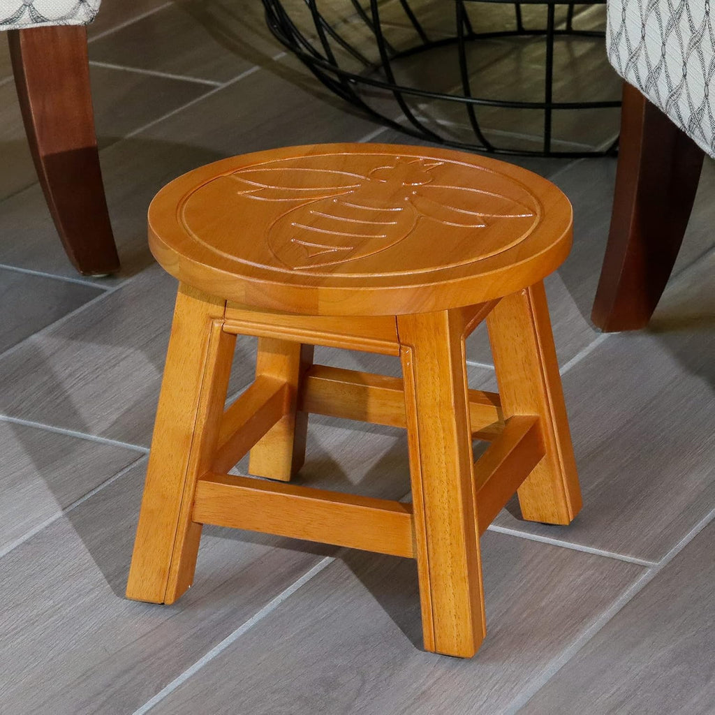 Espresso Carved Wooden Step Stool F56326