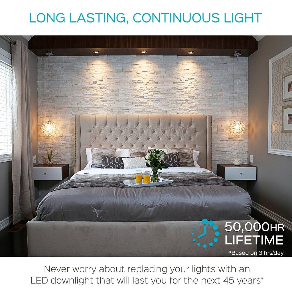 2 inch Gimbal LED Recessed Light with Junction Box, 5W, 400 Lumens, Dimmable Downlight, Damp & IC Rated (6 Pack) Q96890