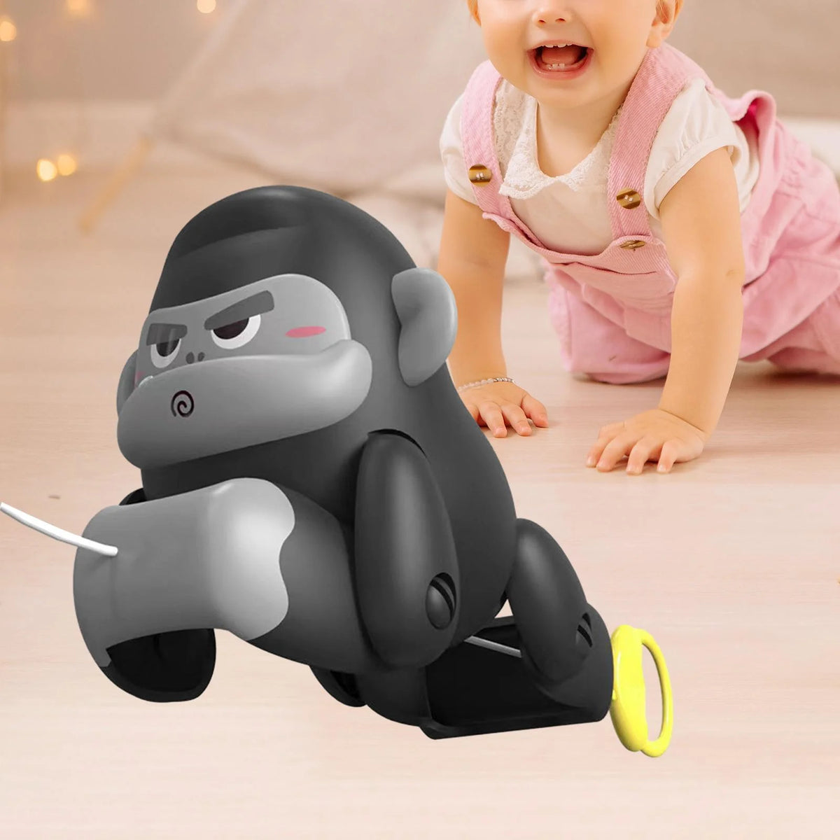 Black and Gray Pull Along Gorilla Toy W675099