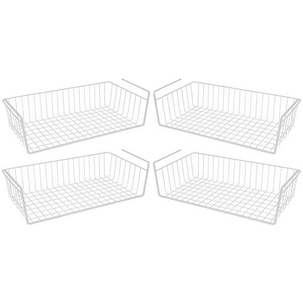 White Set of 4 Wire Hanging Basket Shelves S7549