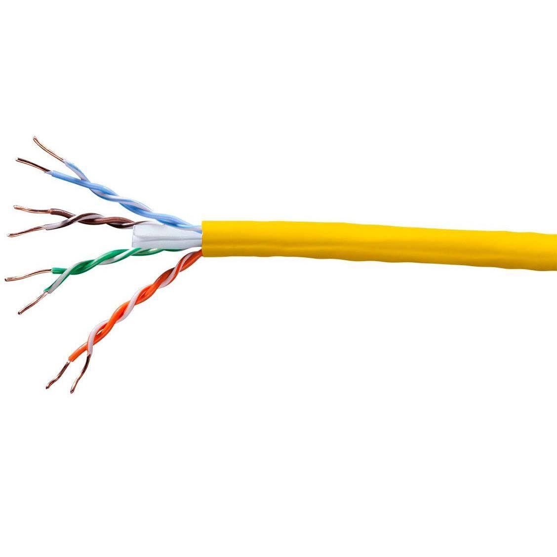 Cat5e Ethernet Bulk Cable Solid 350MHz UTP Cmp Plenum Copper 24AWG 1000ft Yellow C91846