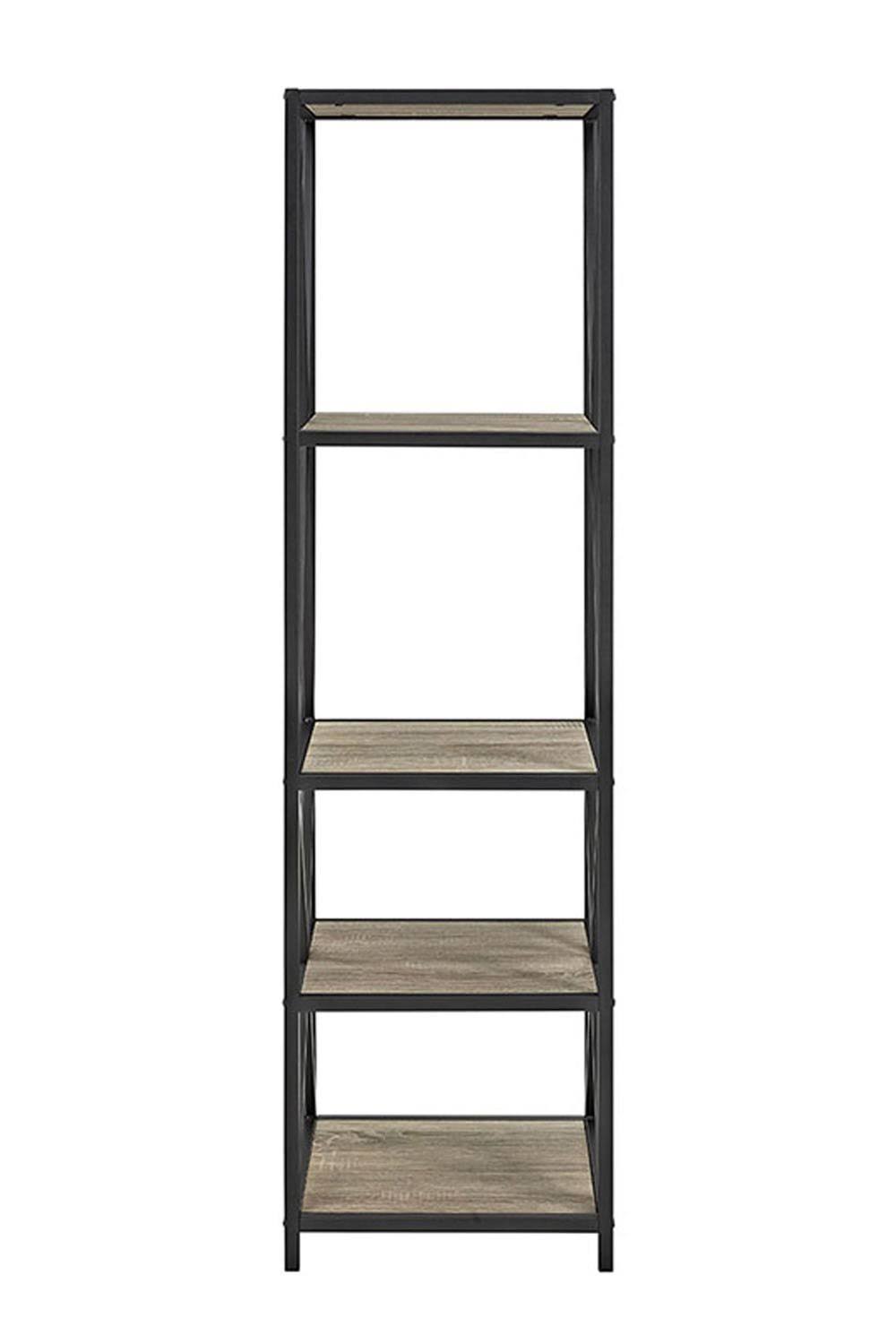 Tall X-Frame Metal and Wood Media Bookshelf X17784