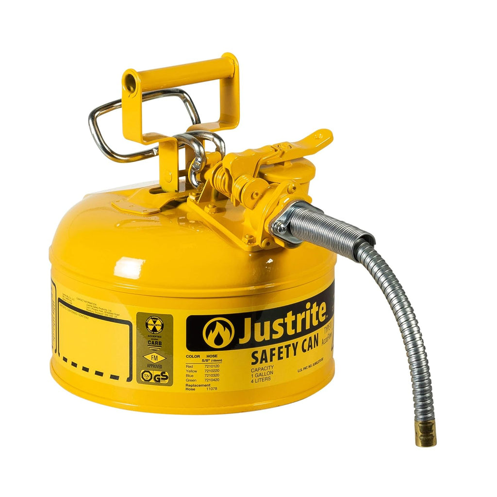5 Gallon Red Galvanized Steel Safety Can With Stainless Steel Flame Arrester And 1" Metal Hose W581