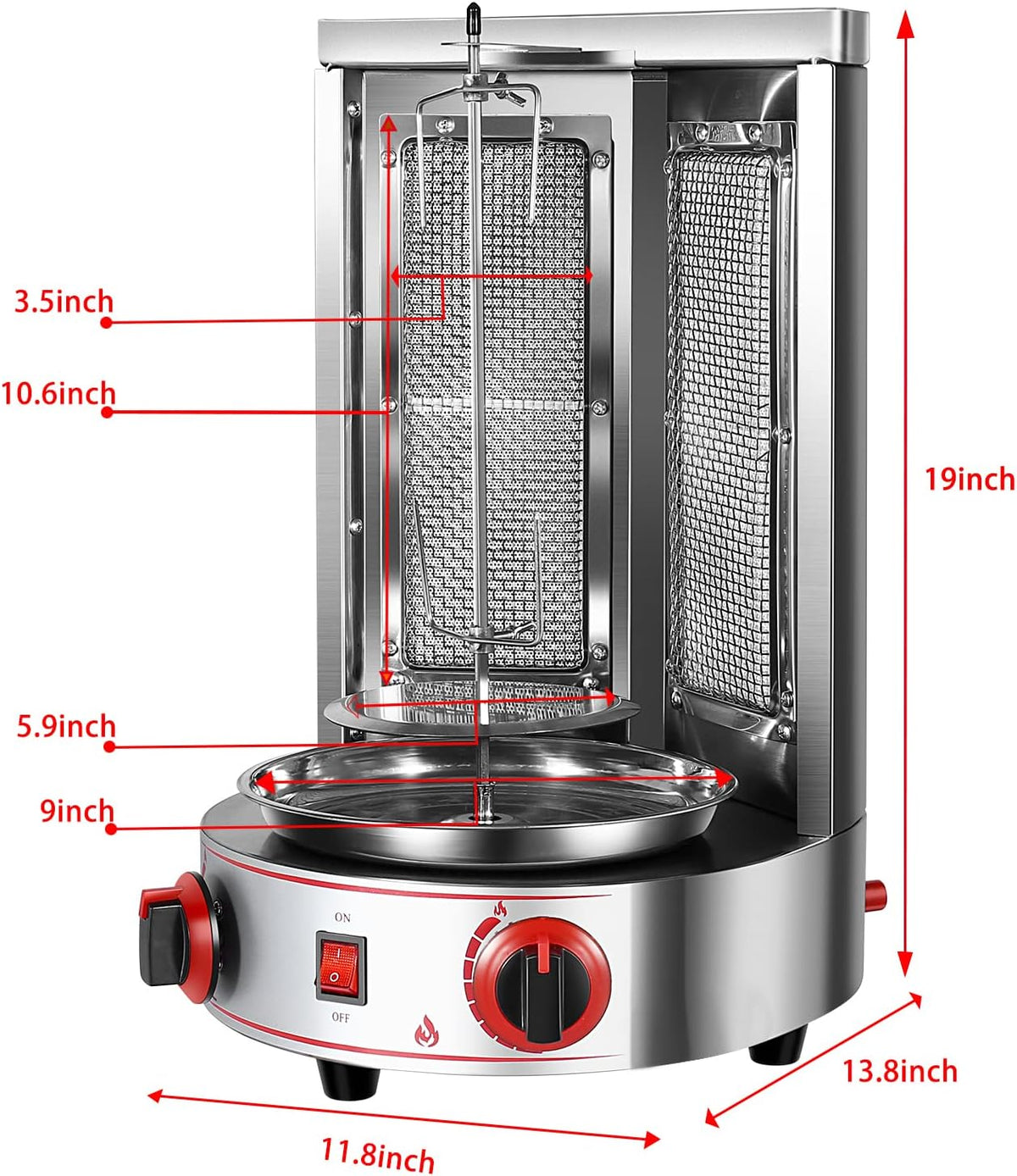 2 Burners Vertical Shawarma Machine with Meat Catch Pan W329730