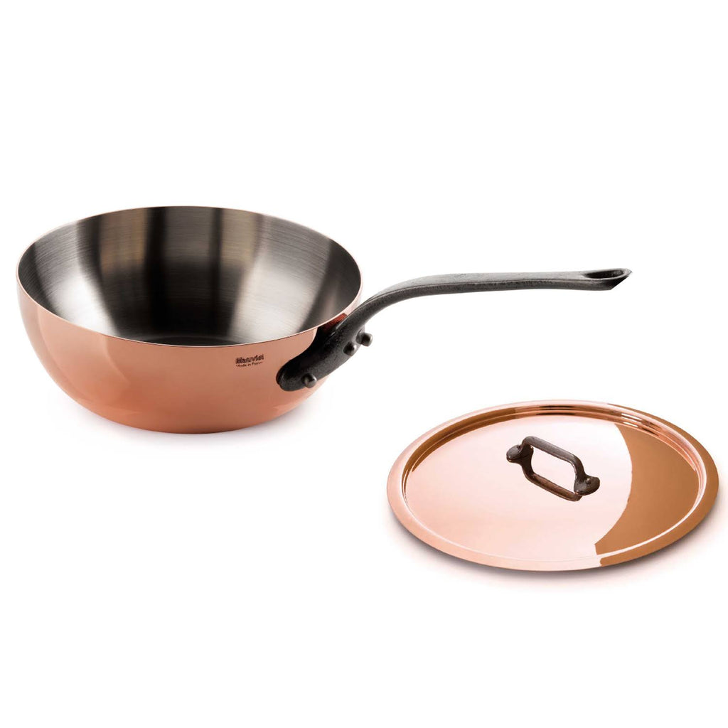 Copper Curved Splayed Saute Pan with Lid (1.9 Qt.) W367