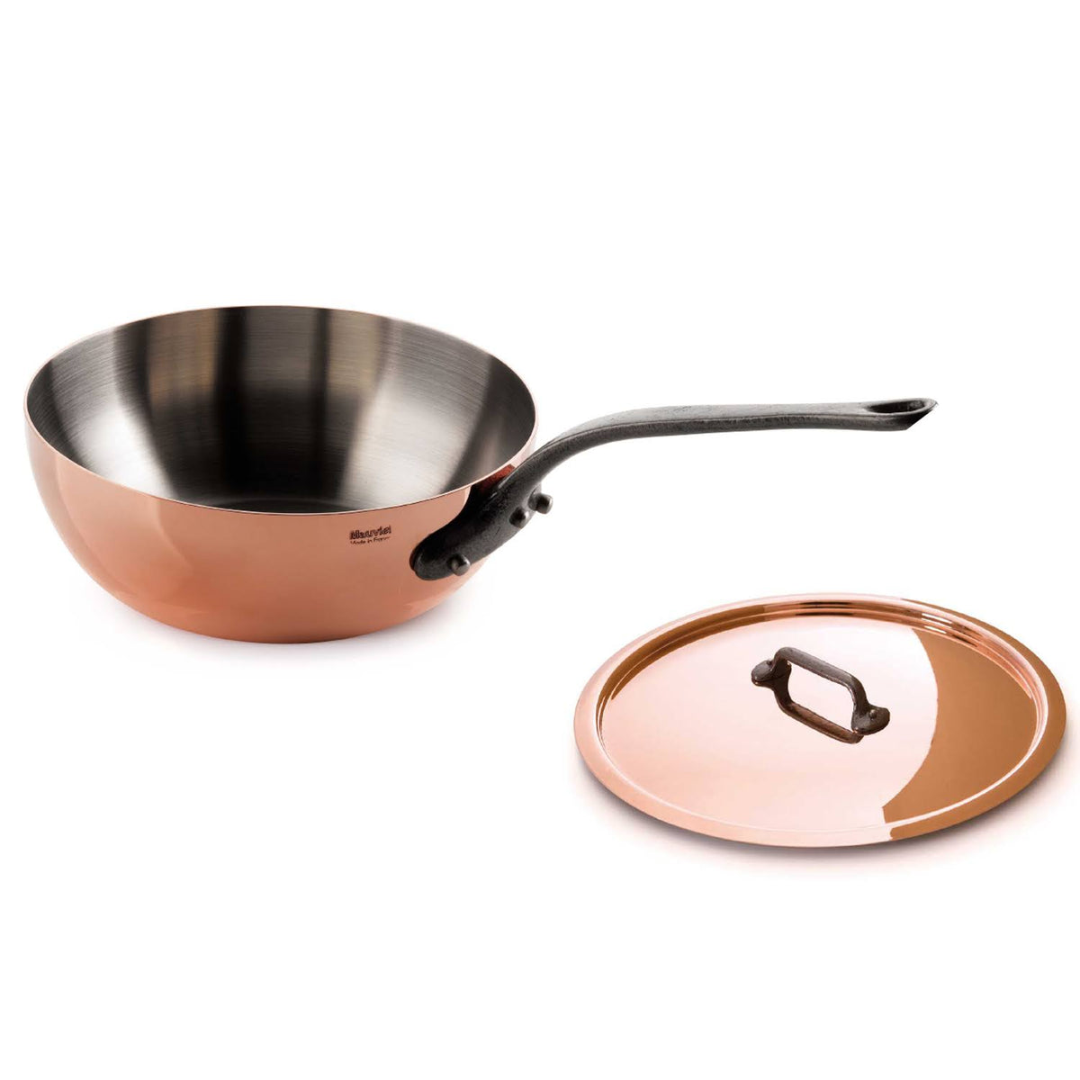 Copper Curved Splayed Saute Pan with Lid (1.9 Qt.) W367