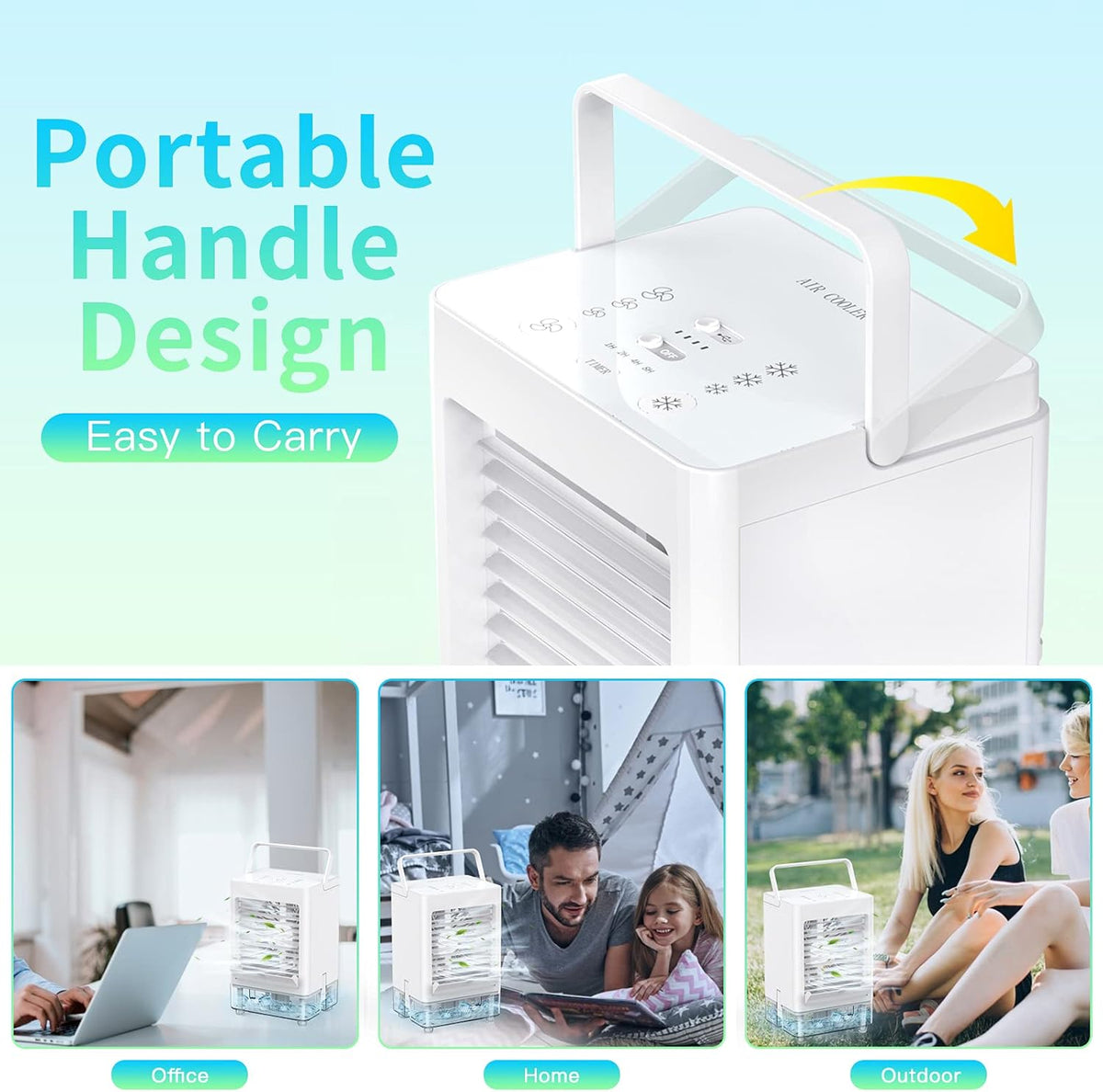 Portable Evaporative Air Cooler Fan, 5000mAh Rechargeable, Pack of 2 B889949