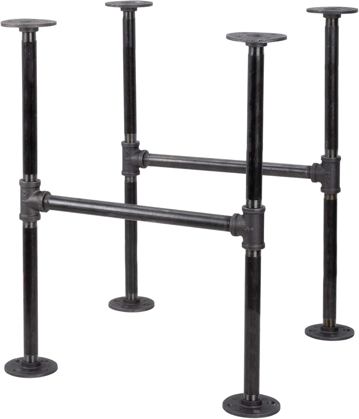 Industrial Pipe Table Leg Set, Dark Grey/Black Steel Metal, Pack of 2 S97233