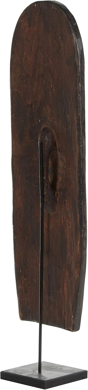 Hand-Carved Oval Wood Tikar Shield on Stand H63143